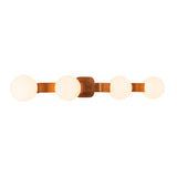 Duncan 4 Globe Vanity 34", Teak and Opal Glass