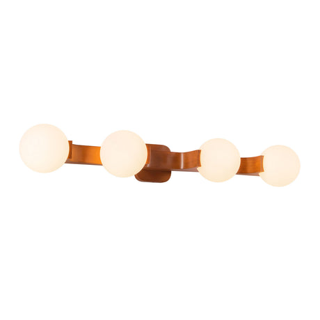 Duncan 4 Globe Vanity 34", Teak and Opal Glass
