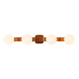 Duncan 4 Globe Vanity 34", Teak and Opal Glass