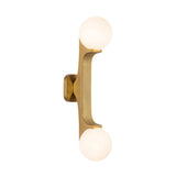 Duncan 2 Globe Wall Sconce 22", Brushed Brass and Opal Glass