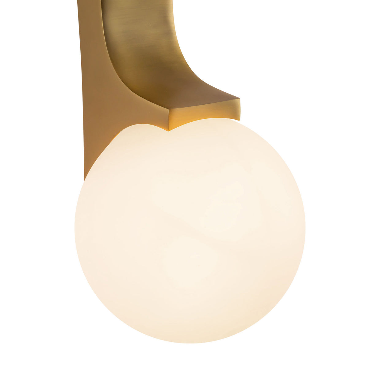 Duncan 2 Globe Wall Sconce 22", Brushed Brass and Opal Glass