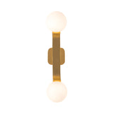 Duncan 2 Globe Wall Sconce 22", Brushed Brass and Opal Glass