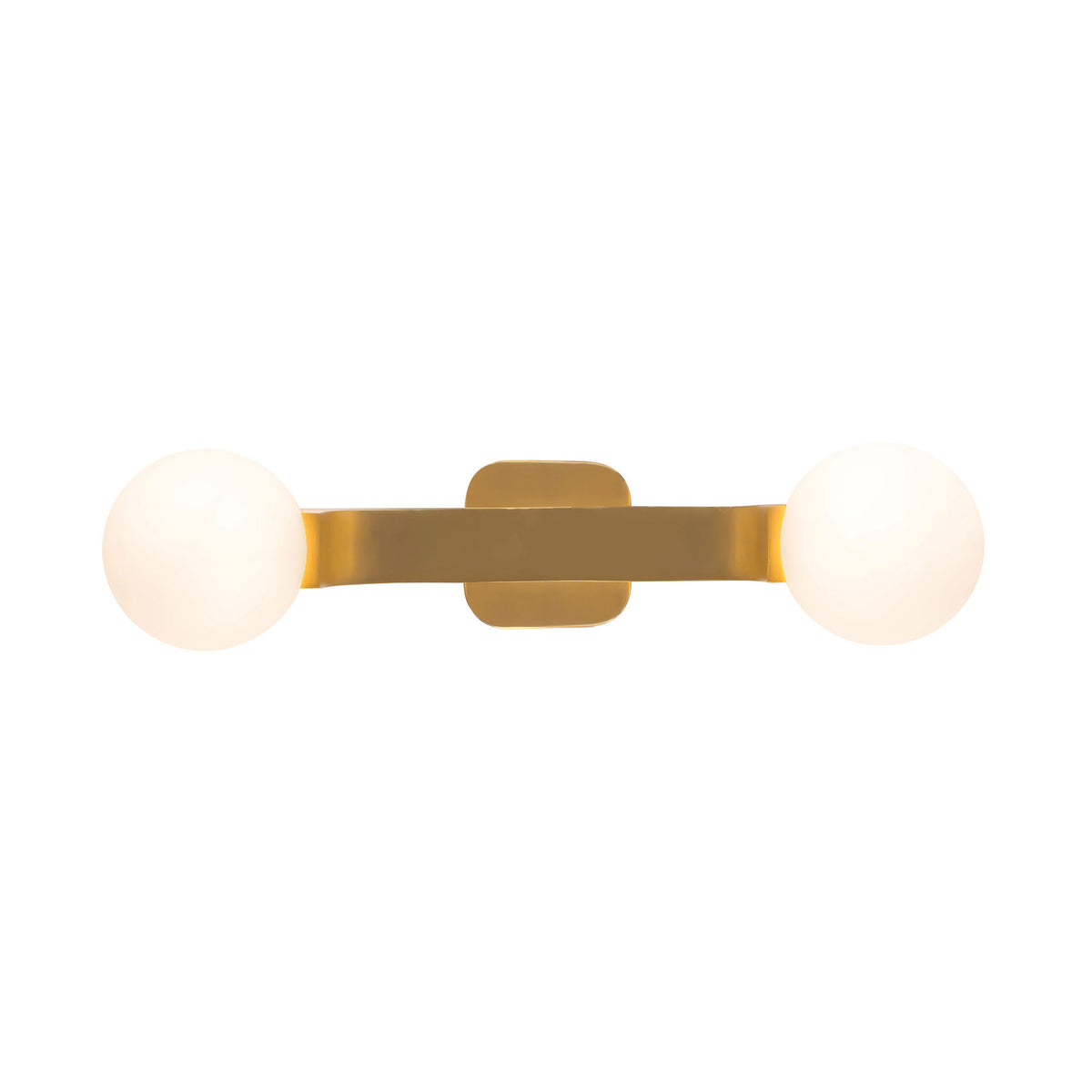 Duncan 2 Globe Wall Sconce 22", Brushed Brass and Opal Glass