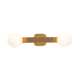 Duncan 2 Globe Wall Sconce 22", Brushed Brass and Opal Glass