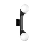Duncan 2 Globe Wall Sconce 22", Matte Black and Opal Glass