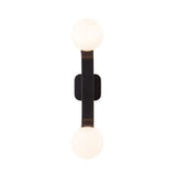 Duncan 2 Globe Wall Sconce 22", Matte Black and Opal Glass