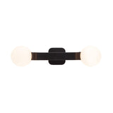 Duncan 2 Globe Wall Sconce 22", Matte Black and Opal Glass