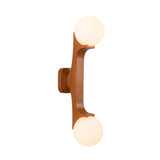 Duncan 2 Globe Wall Sconce 22", Teak and Opal Glass