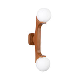 Duncan 2 Globe Wall Sconce 22", Teak and Opal Glass