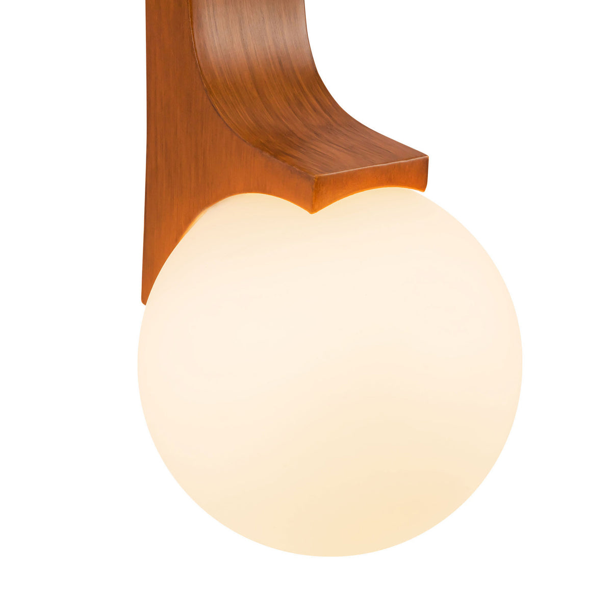 Duncan 2 Globe Wall Sconce 22", Teak and Opal Glass