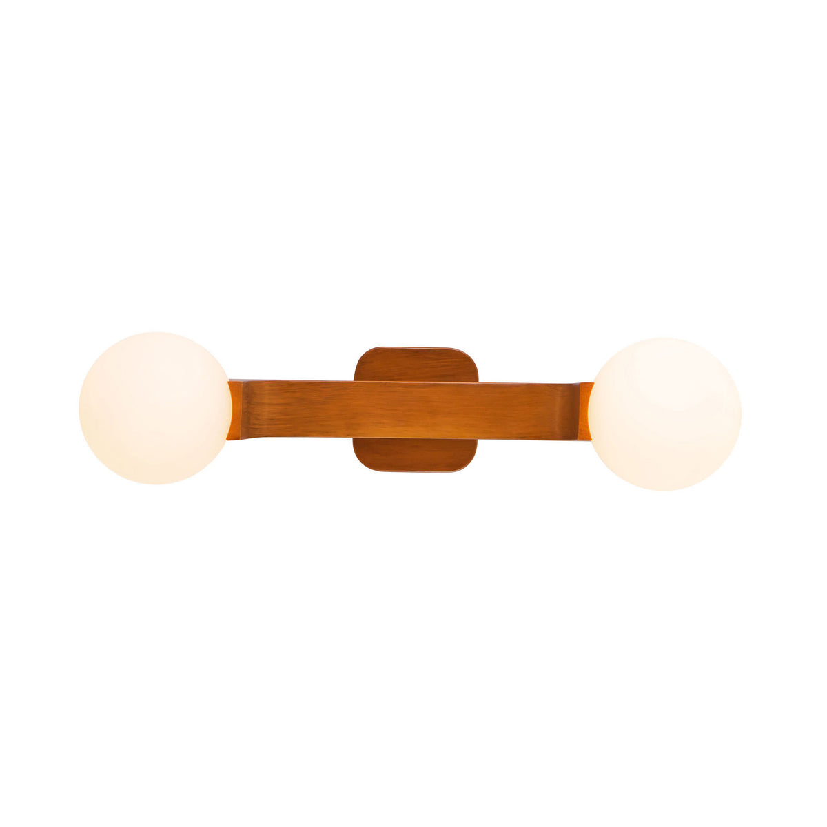 Duncan 2 Globe Wall Sconce 22", Teak and Opal Glass