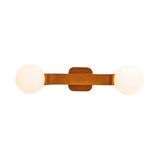 Duncan 2 Globe Wall Sconce 22", Teak and Opal Glass