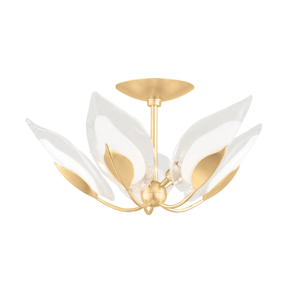 Nyssa Semi-Flush 24", Gold Leaf and Blonchino Glass