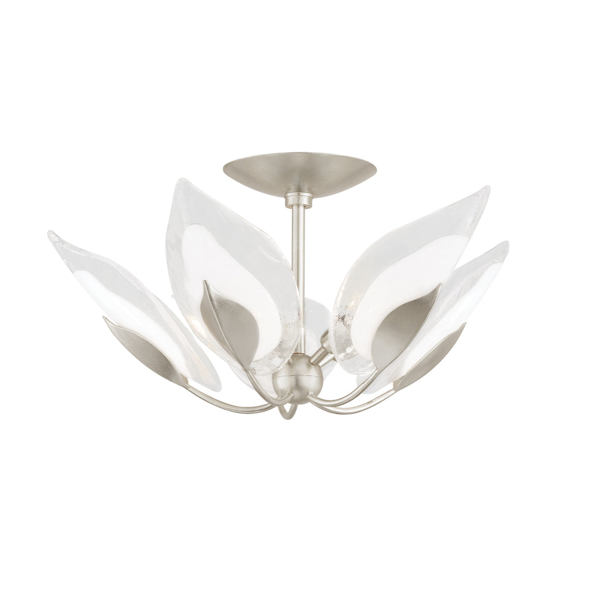 Nyssa Semi-Flush 24", Silver Leaf and Blonchino Glass