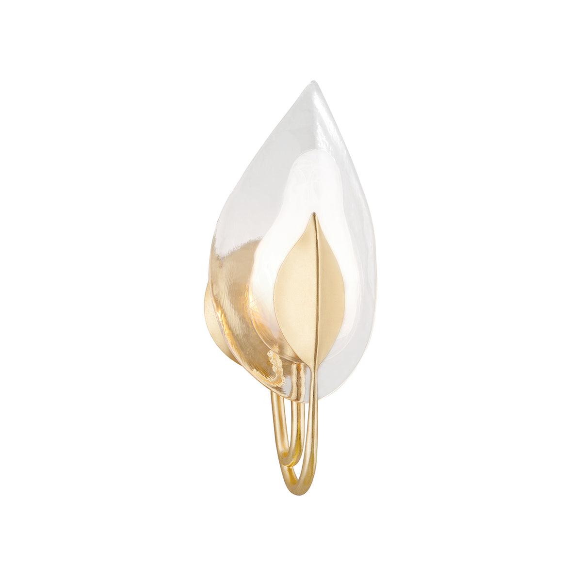 Nyssa 1 Light Wall Sconce 16", Gold Leaf and Blonchino Glass