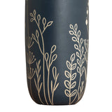 Fauna Table Lamp 22", Navy and Ivory Floral with Pleated Linen
