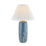 Fauna Table Lamp 22", Navy and Ivory Floral with Pleated Linen