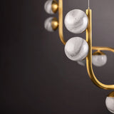 Coda 18 Light LED Chandelier 68", Vintage Brass and Art Glass