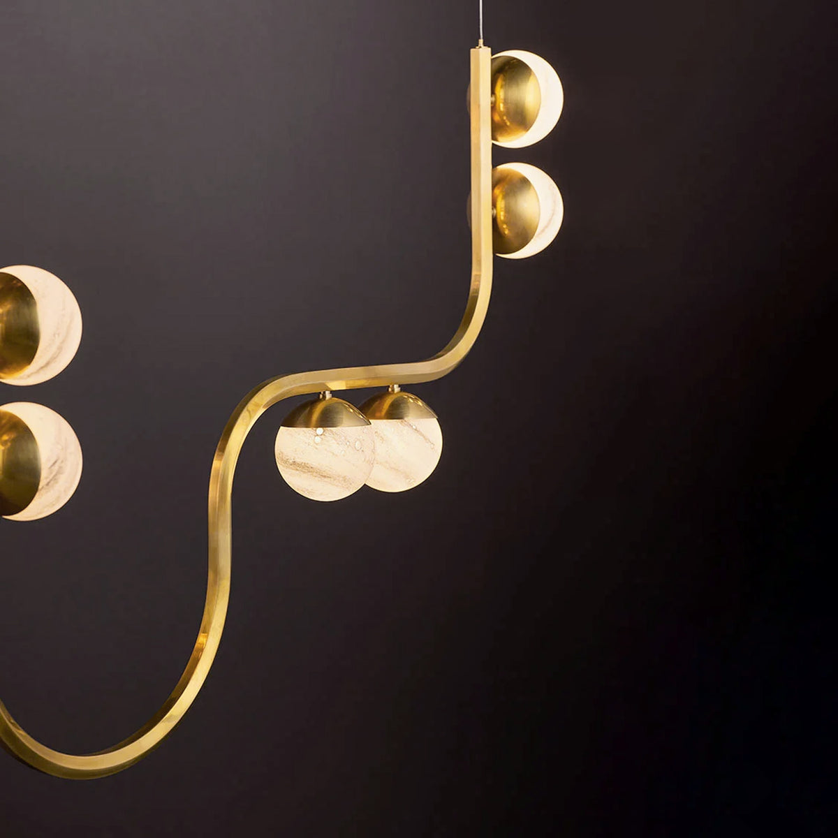 Coda 18 Light LED Chandelier 68", Vintage Brass and Art Glass