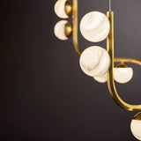 Coda 18 Light LED Chandelier 68", Vintage Brass and Art Glass