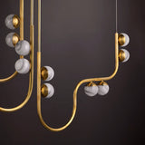 Coda 18 Light LED Chandelier 68", Vintage Brass and Art Glass