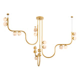 Coda 18 Light LED Chandelier 68", Vintage Brass and Art Glass
