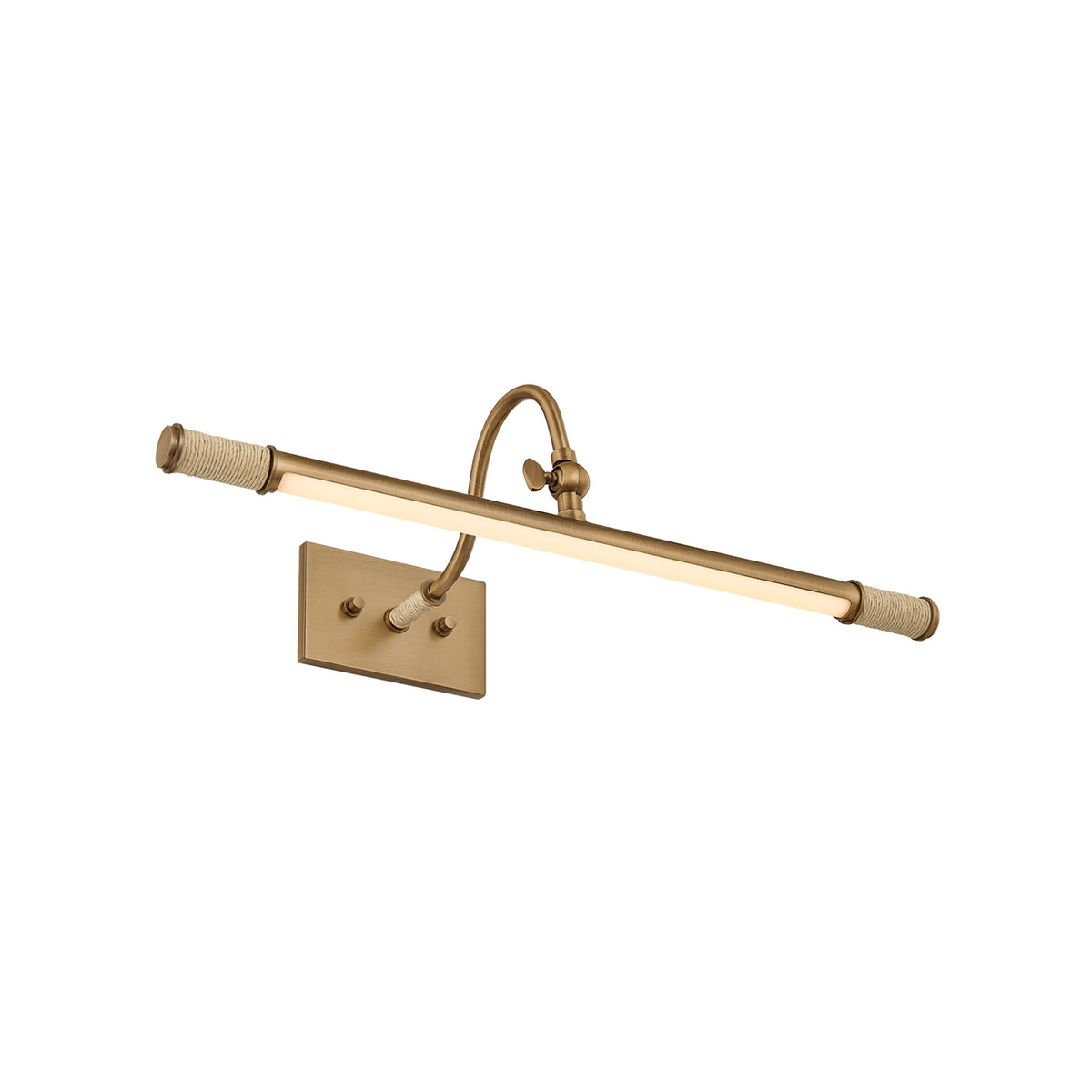 Lakeview LED Picture Light 19", Patina Brass and Raffia