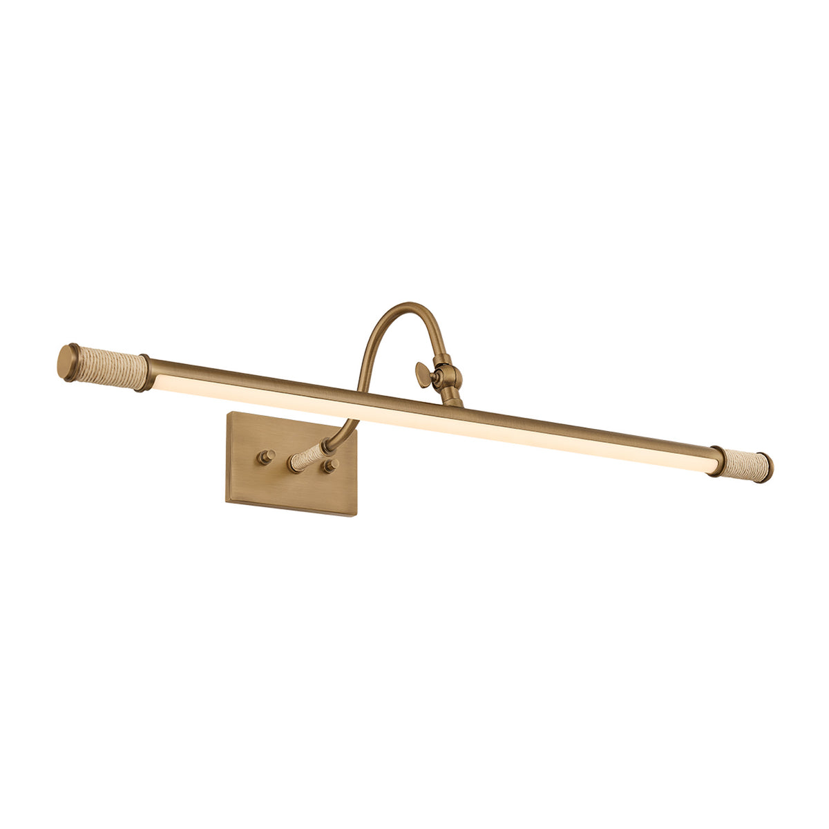 Lakeview LED Picture Light 25", Patina Brass and Raffia