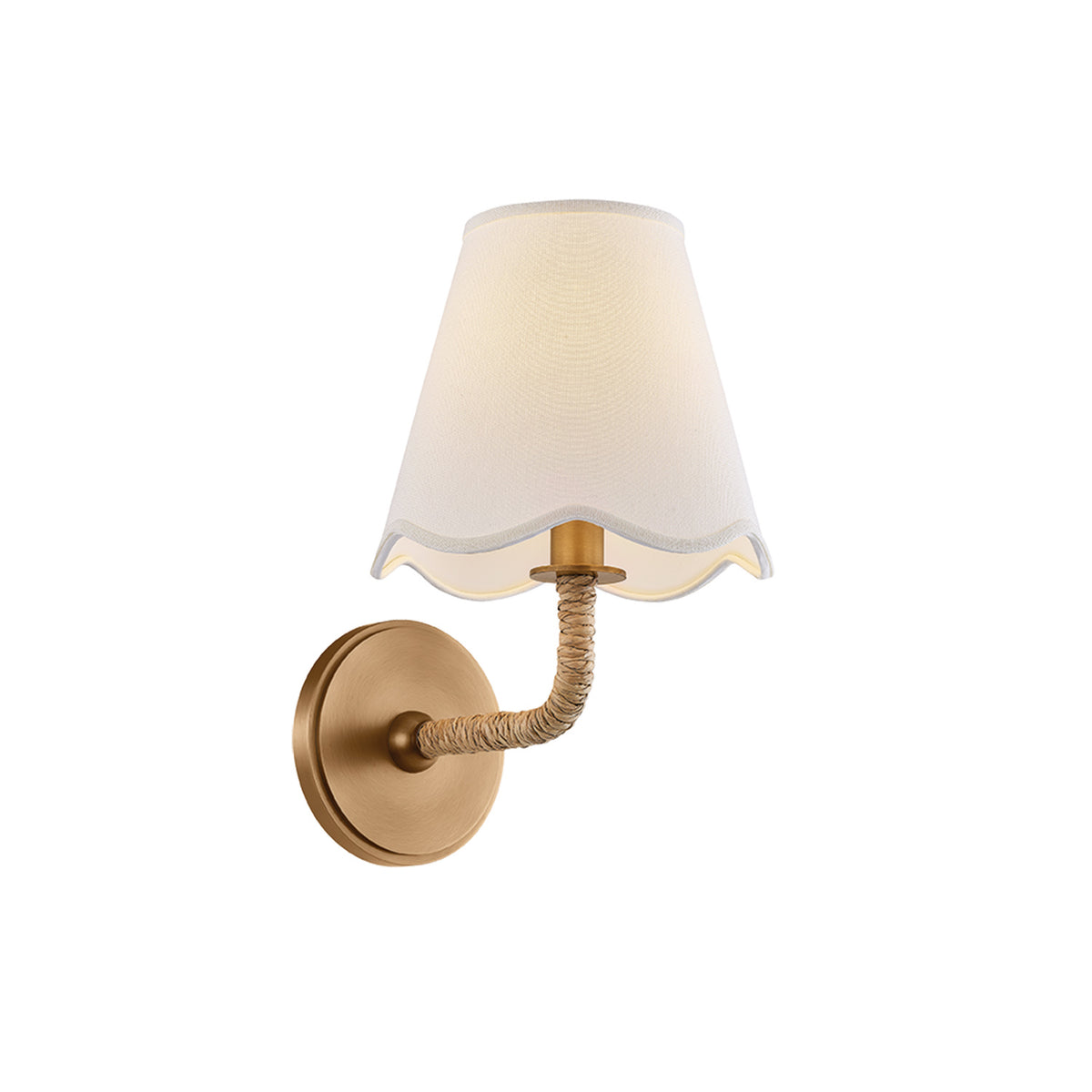 Madeline Wall Sconce 11", Patina Brass and Raffia