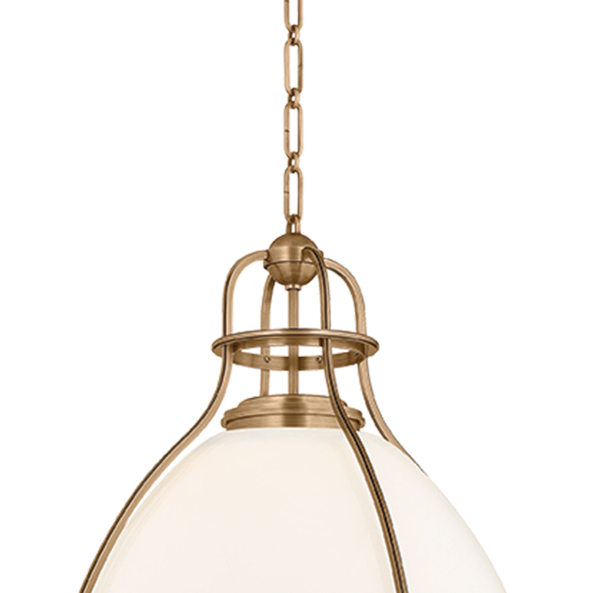 Bridgeport Large LED Pendant Light 20", Patina Brass and Milk Glass