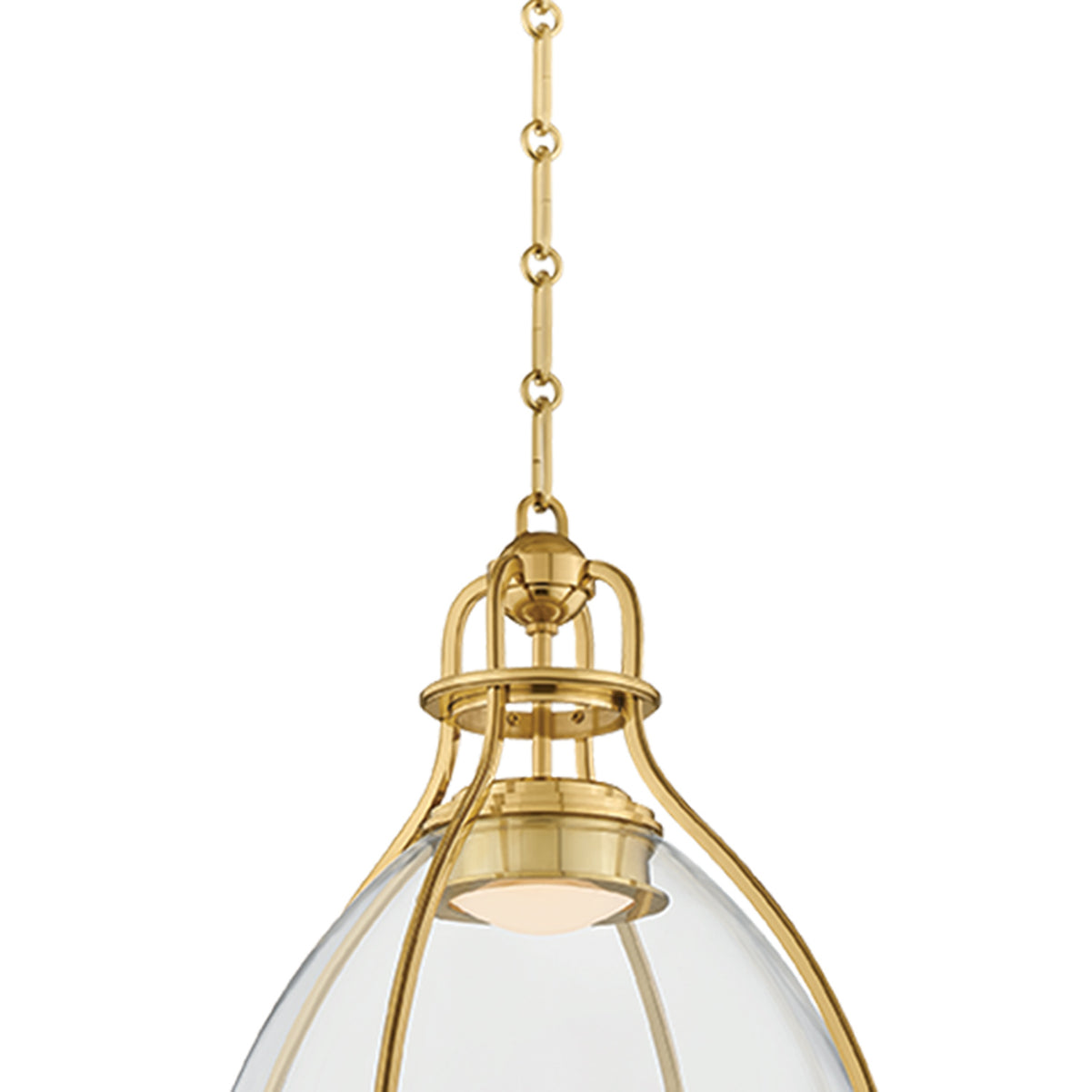 Bridgeport Medium LED Pendant Light 15", Aged Brass and Clear Glass