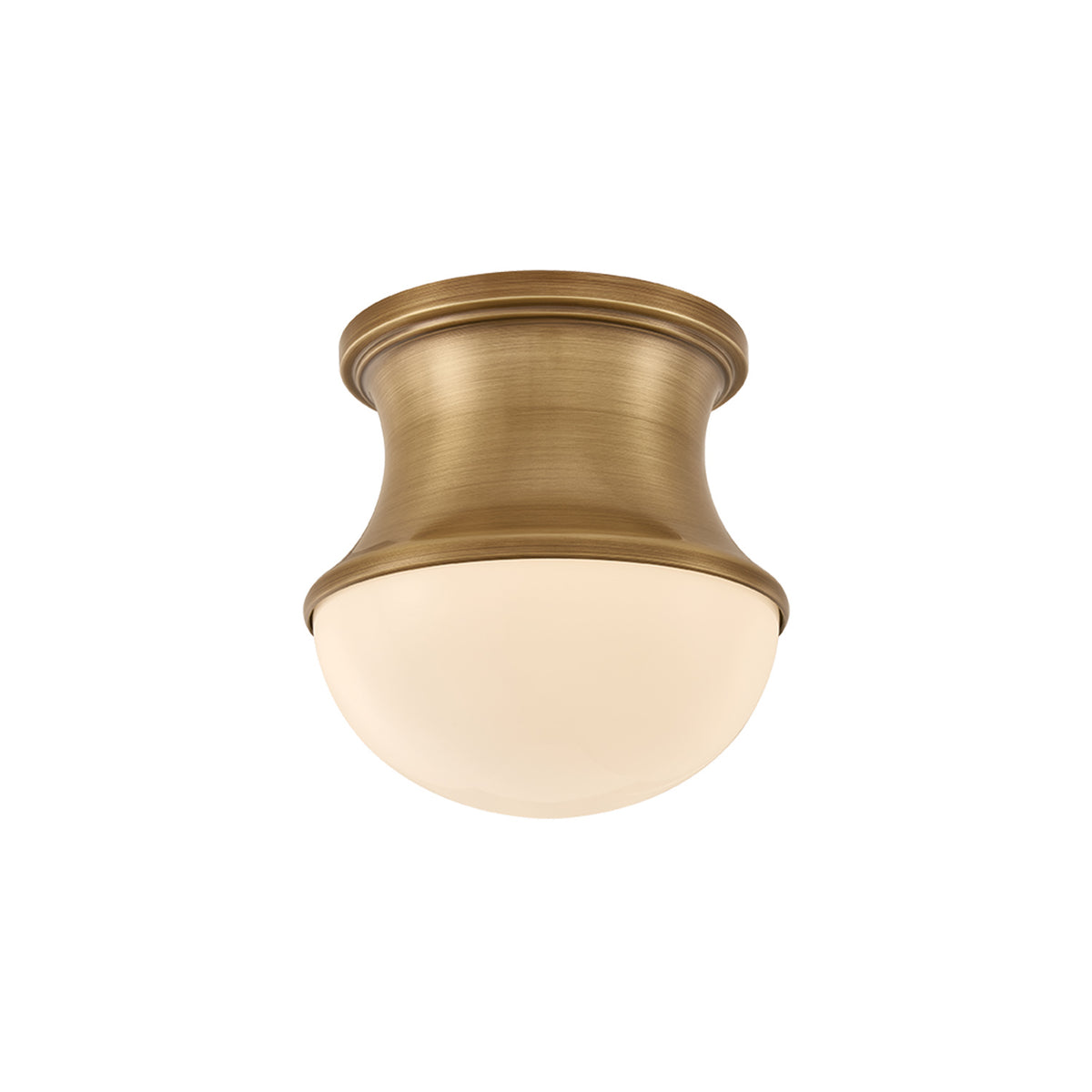 Boston Small Flush Mount 6", Patina Brass and Milk Glass