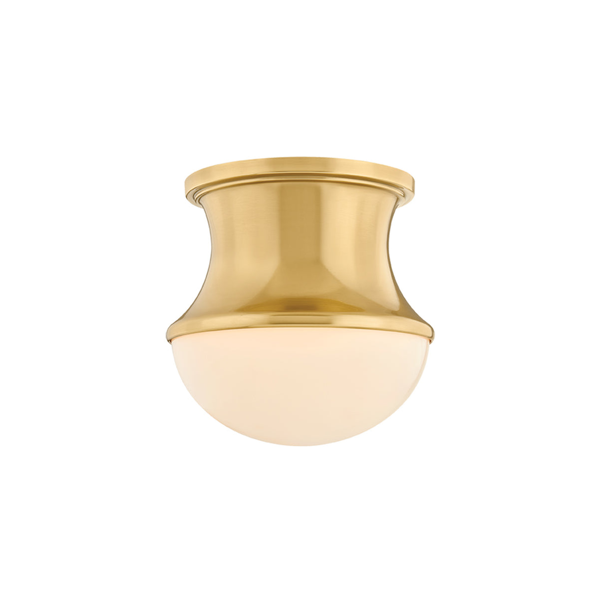 Boston Small Flush Mount 6", Aged Brass and Milk Glass