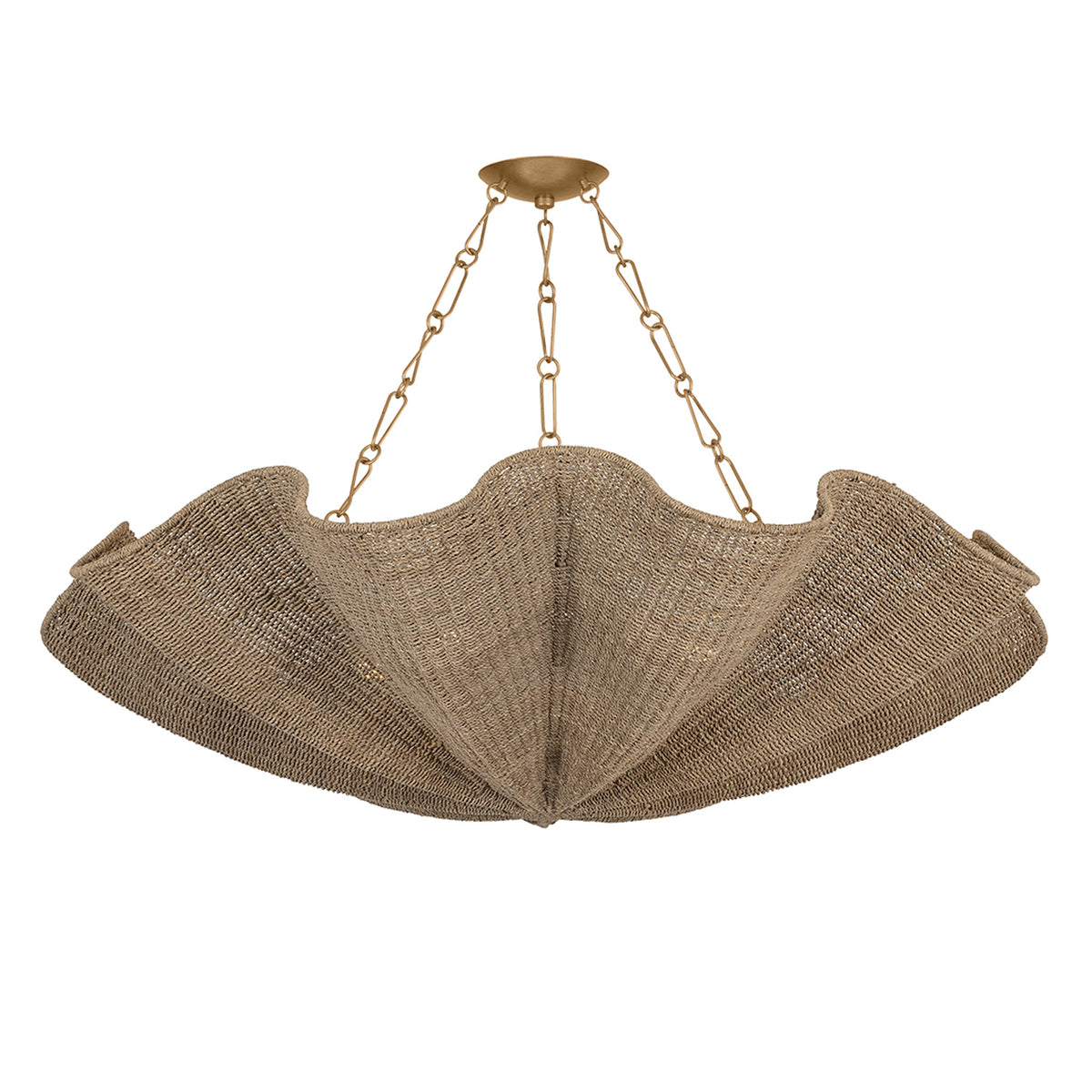 Rosabel Oversized Chandelier 60", Natural Woven and Patina Gold Leaf