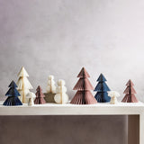 Pleated Paper Christmas Trees, Small Set of 2, Dusty Blue