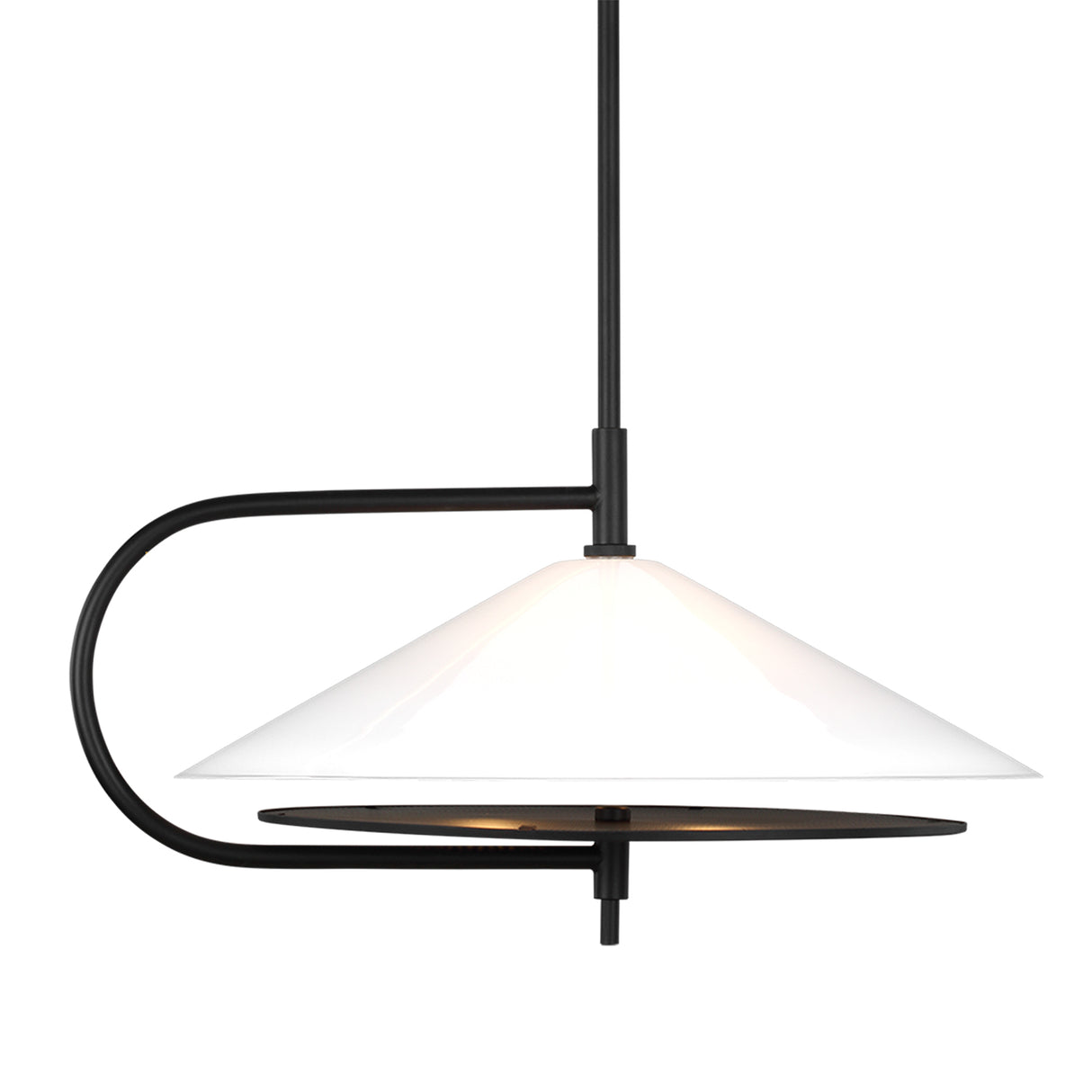 Astrid Pendant 20", Matte Black and Milk Glass