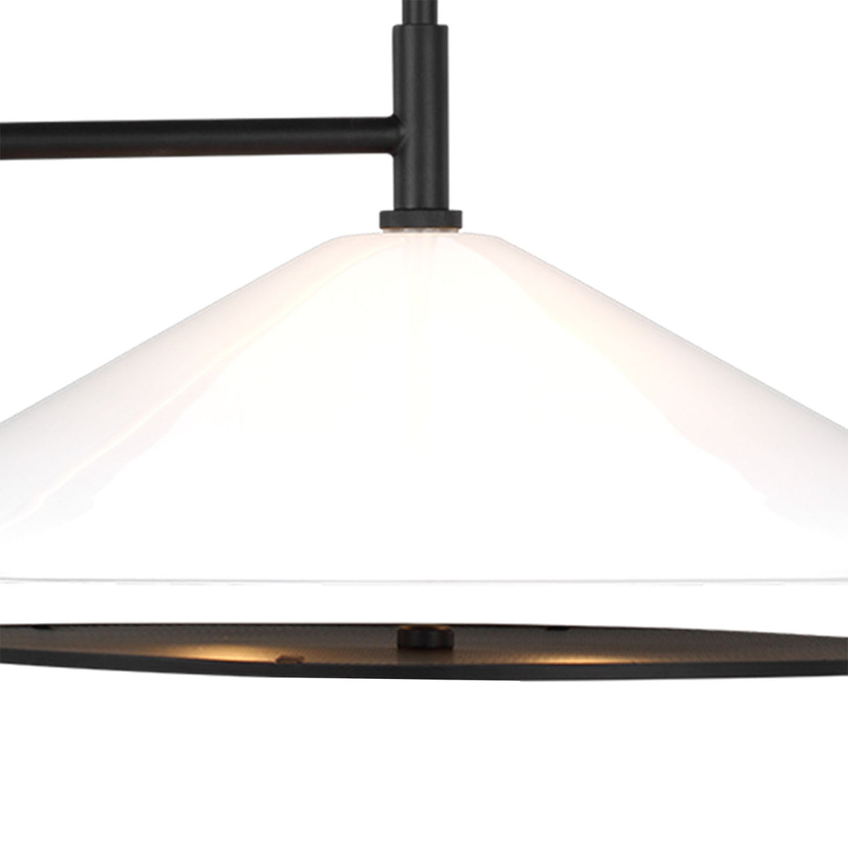 Astrid Pendant 20", Matte Black and Milk Glass