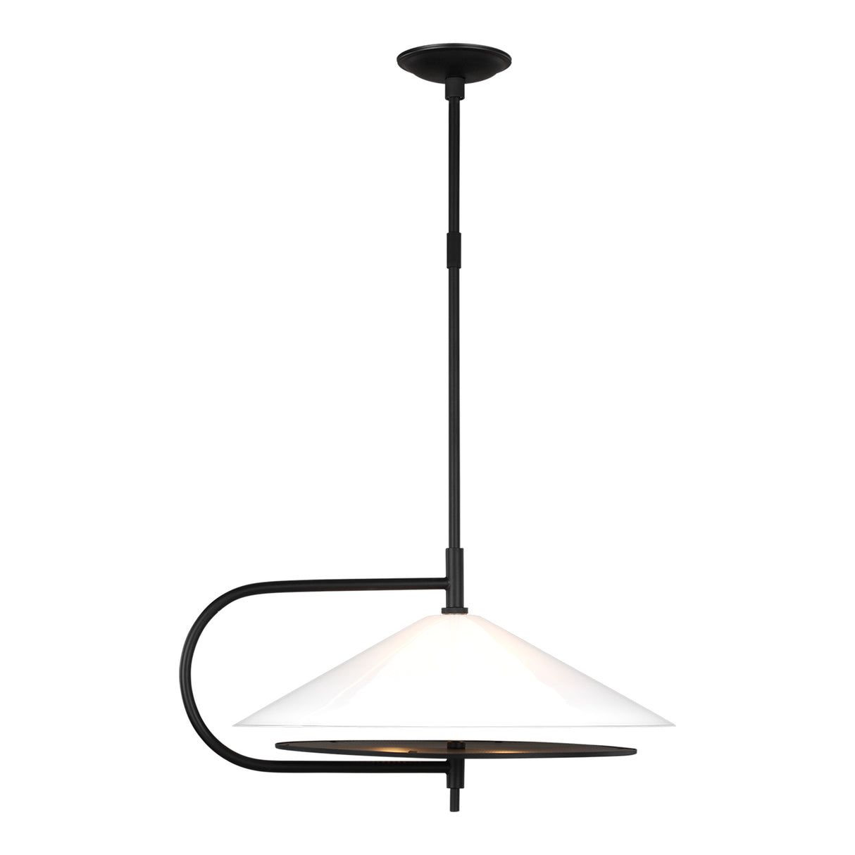 Astrid Pendant 20", Matte Black and Milk Glass