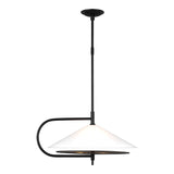 Astrid Pendant 20", Matte Black and Milk Glass