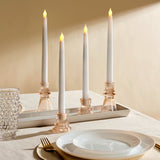 Classic White 10" Wax Flameless Taper Candles, Set of 4